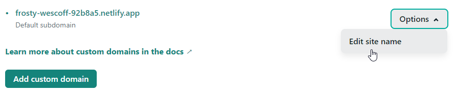 Netlify edit site name